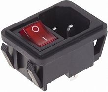 Выключатель клавишный Rexant 250V 10А (4с) ON-OFF красный с подсветкой и штекером C14 3PIN картинка